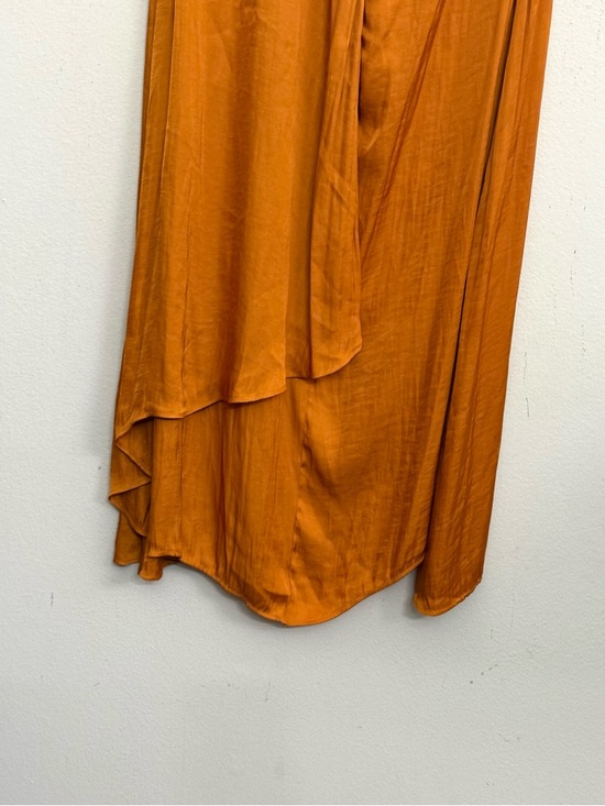 NWT Zara Satin Effect Midi Dress with Gold floral appliqué in Burnt Orange Sz M - Picture 8 of 16